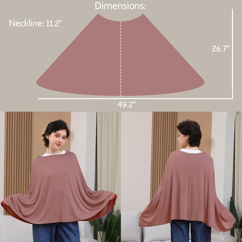 SEJOY Multi-use Nursing Cover for Breastfeeding, 360°Full Coverage Nursing Poncho, Rayon Soft & Breathable Breastfeeding Cover up (Smooth Rayon, Blush) - Image 3